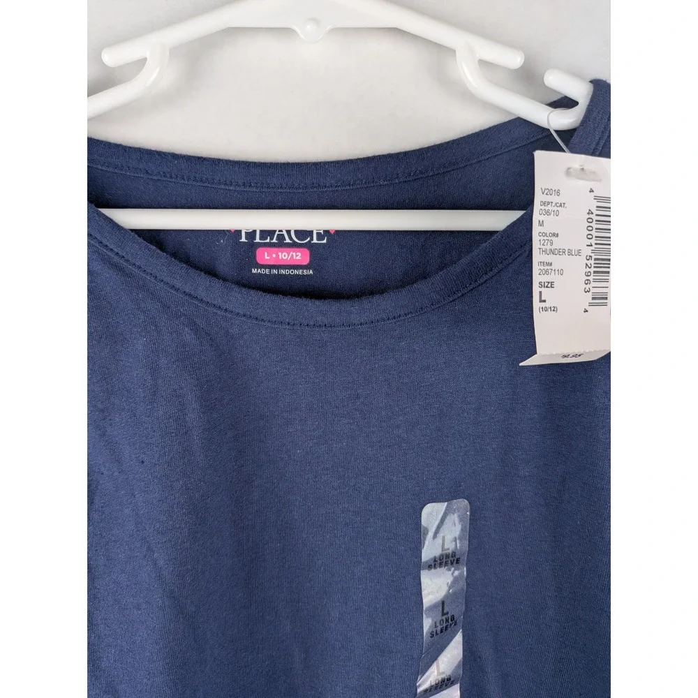 The Children's Place Kids Long Sleeve T Shirt Blue Size L 10 12 Cotton Blend NWT